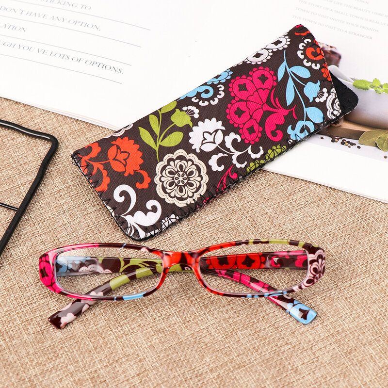 1PC New Fashion Women occhiali da lettura custodia abbinata stampa in resina ultraleggera fiore ingrandimento occhiali cura della visione