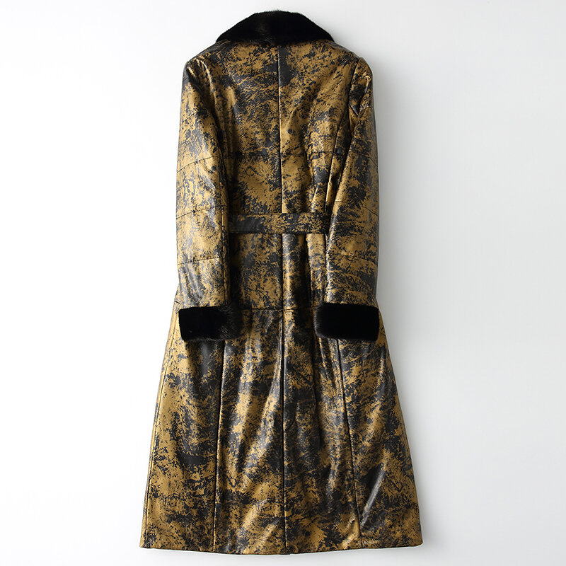 Jaket 100% Kulit Asli Mantel Bulu Asli Jaket Musim Gugur Musim Dingin Pakaian Wanita 2021 Korea Kerah Bulu Cerpelai Mantel Kulit Domba ZT1374