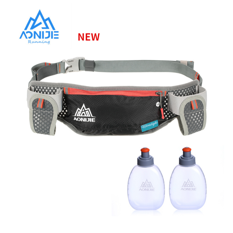 AONIJIE-riñonera de hidratación para correr con dos botellas de agua, bolsa de 170ml, cinturón, soporte para teléfono, impermeable para trotar