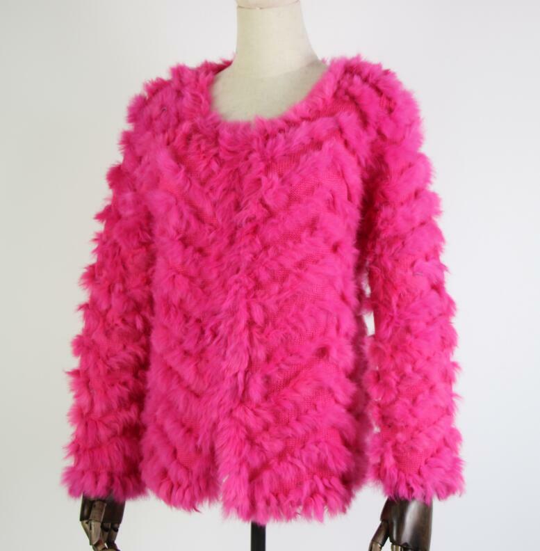 Шуба из кроличьего меха, женский свитер в полоску, для свадьбы, вечеринки, вязаный натуральный мех