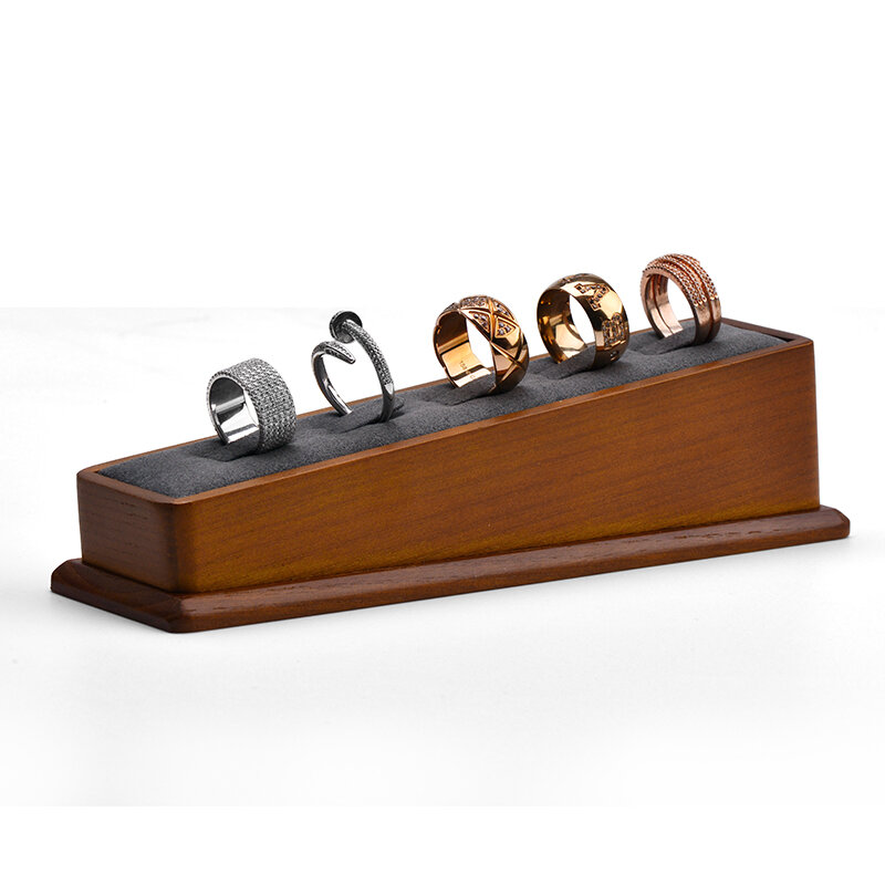 Oirlv supporto per anello in legno massello supporto per anello anello vassoio anello organizzatore organizzatore di gioielli espositore per gioielli in legno