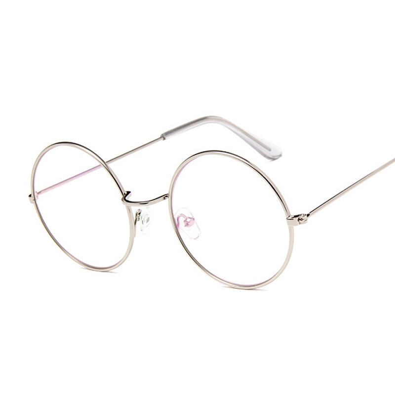 نظارات مستديرة عتيقة للرجال والنساء ، عدسات شفافة ، موضة ، إطار معدني دائري ذهبي ، نظارات بصرية للرجال والنساء ، نظارات مزيفة