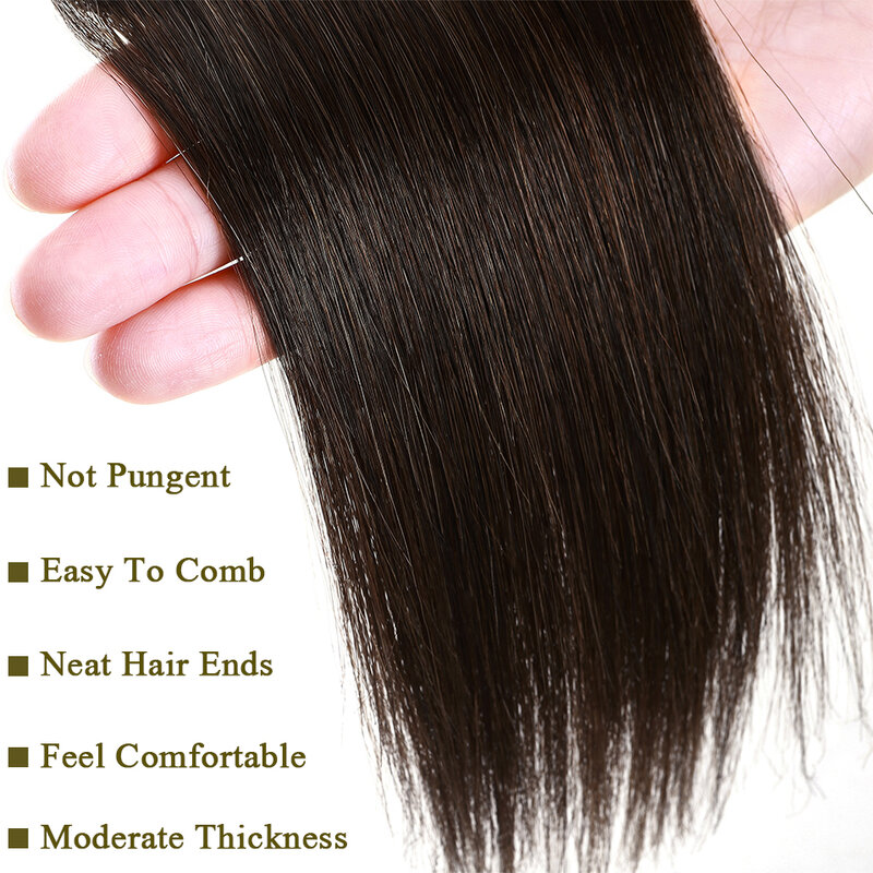 S-noilte-extensiones de cabello humano liso para mujer, postizo de 8 pulgadas, 12 pulgadas, color negro, marrón, rubio platino, 1 unidad