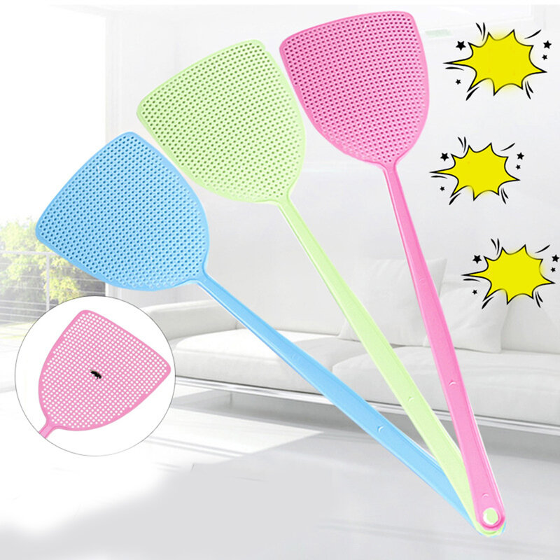 Home Kitchen Soft Manual Plastic Long Handle Fly Swatter Mosquito Insects Bugs Pest Swatter