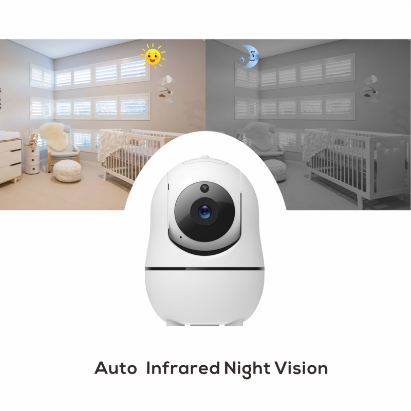 Monitor Bayi Video 5 Inci Baru dengan Kamera dan Audio, Zoom 4X, Baterai 22 Jam, Rentang 1000ft Sensor Suhu Audio 2 Arah Pengantar Tidur