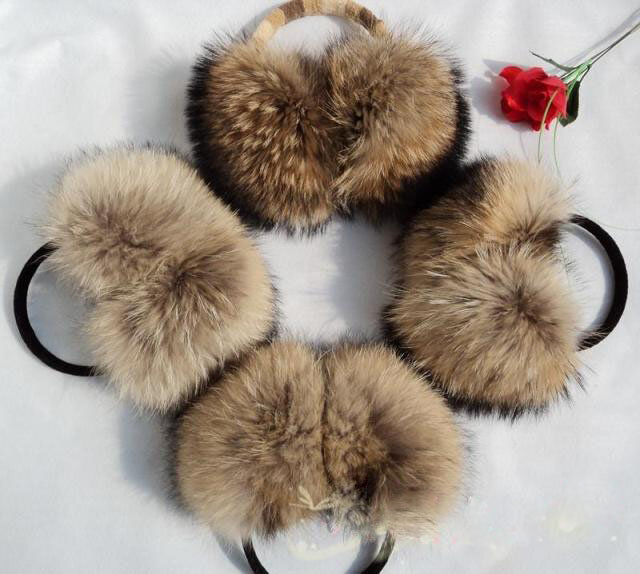 Natural Raccoon Bulu Musim Dingin Besar Earmuffs Wanita Kebesaran Korea Fashion Hangat Bulu Nyata Earcaps Tebal Ukuran Besar Penutup Telinga