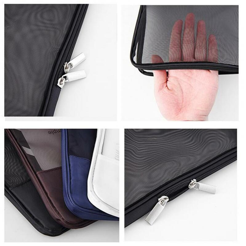 Documents Bag Translucent Zipper Compact Design Student Case Paper Examination Nylon Bag for Garden