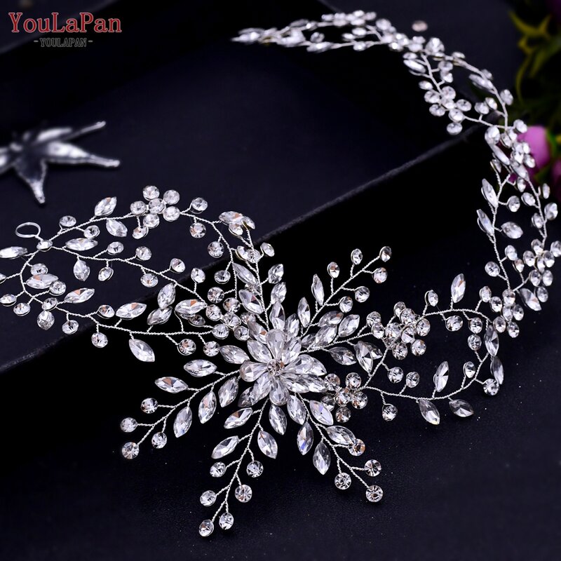 YouLaPan-Diadema de flores para mujer, tocado de boda con perlas de cristal, Tiara nupcial, accesorios de joyería para el cabello, HP295