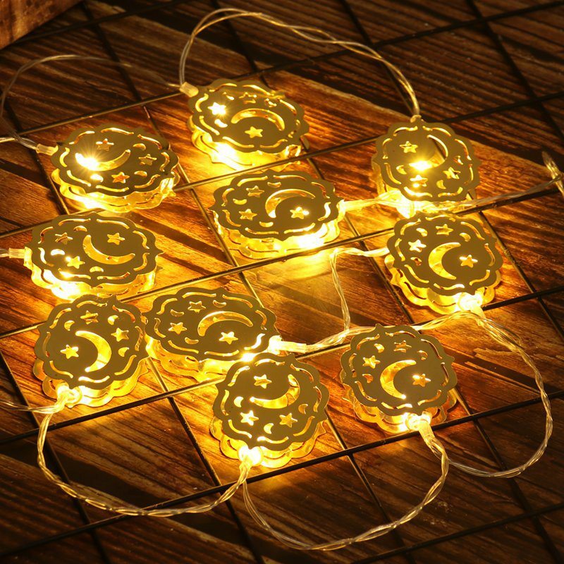Guirnalda de luces Led para decoración del Ramadán, decoración de luna y estrella, EID Mubarak para el hogar, Islam, evento musulmán, suministros de fiesta, decoración Eid al-fitr, 10 Uds.