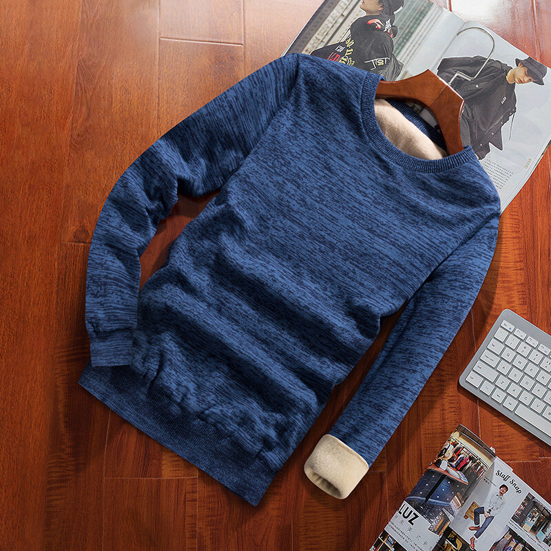 Зимний свитер для мужчин с бархатной подкладкой, Новое поступление 2022, плотный теплый мужской вязаный пуловер, свитер для мальчиков-подростков, лидер продаж M59