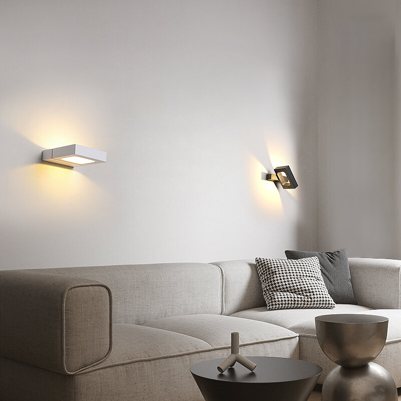 Obrotowy rozmiar lampy ścienne LED 14cm moc 5W czarno-biała obudowa ciepły biały/chłodny biały materiał żeliwny oświetlenie ścienne W przejściu do sypialni