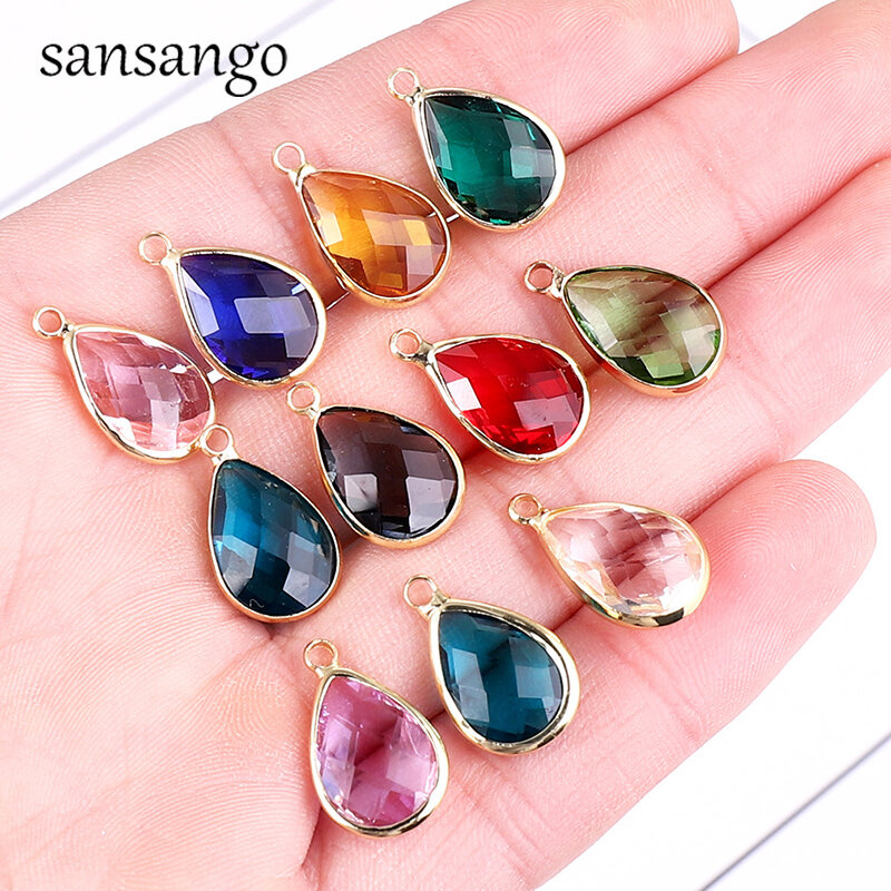 10pcs/lot Water Drop Shape Crystal Charms Pendants For Jewelry Making Bracelet Necklace Keychain Accessories