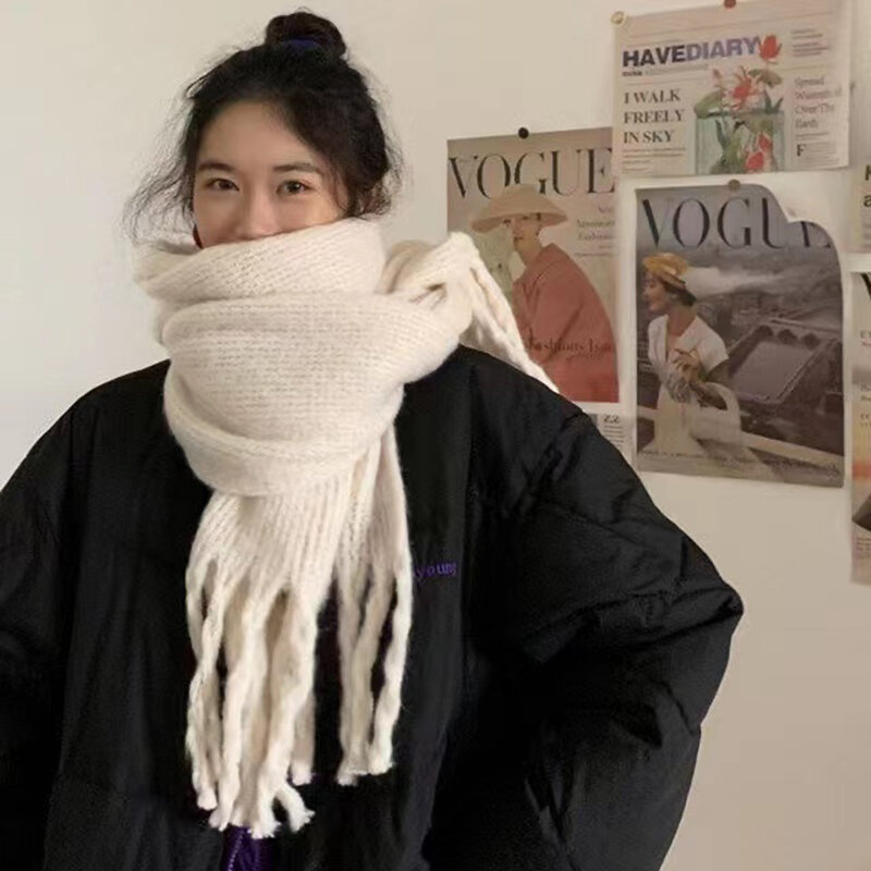 Sciarpa calda da donna scialli invernali in Pashmina Cashmere morbidi impacchi spessi nappa da donna sciarpe lunghe solide All-Match Bufanda peloso