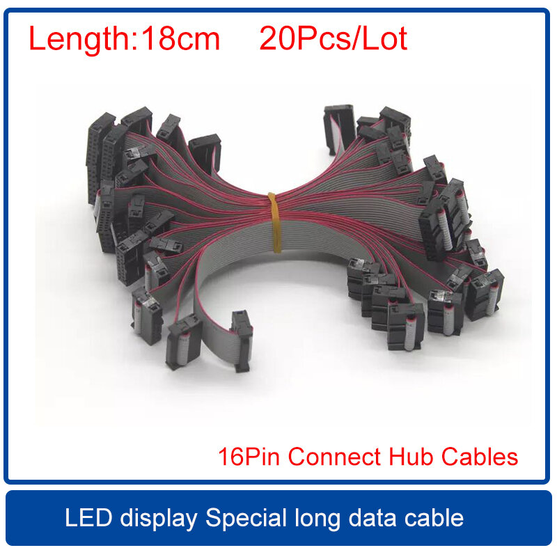 Плоский кабель передачи данных со светодиодным дисплеем, 20 шт./лот, 16 контактов, 18 см