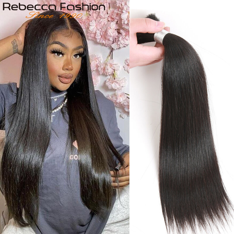 Rebecca Brazilian Remy Straight Bulk Human Hair For Braiding 1/3/4 Bundles 10 to 30 Inch Color Hair Extensions