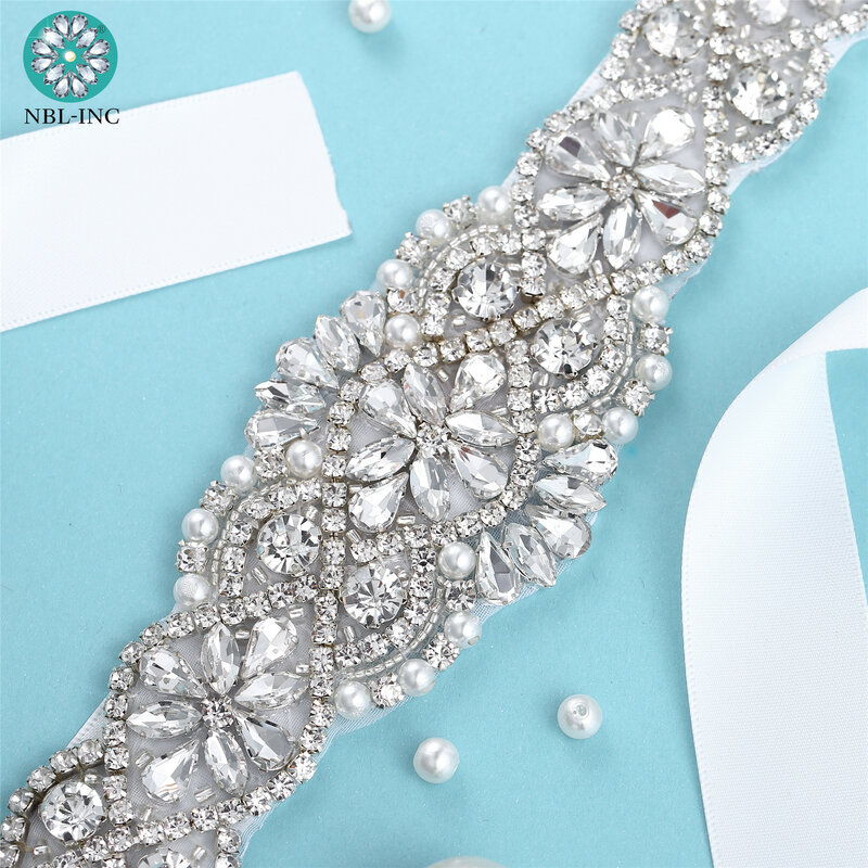 (1 Buah) Berlian Imitasi Sabuk Pengantin Pernikahan dengan Kristal Berlian Gaun Pengantin Aksesori Sabuk Pengantin untuk Gaun Pengantin WDD1043