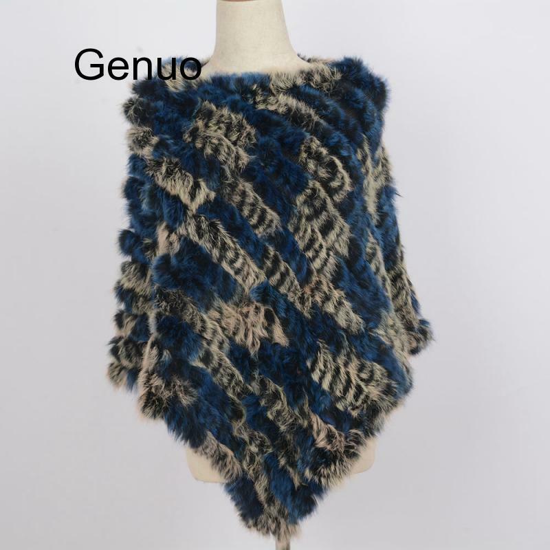 Poncho tricoté en fausse fourrure de lapin pour femme, châle chaud, à la mode, Style automne et hiver, de qualité supérieure