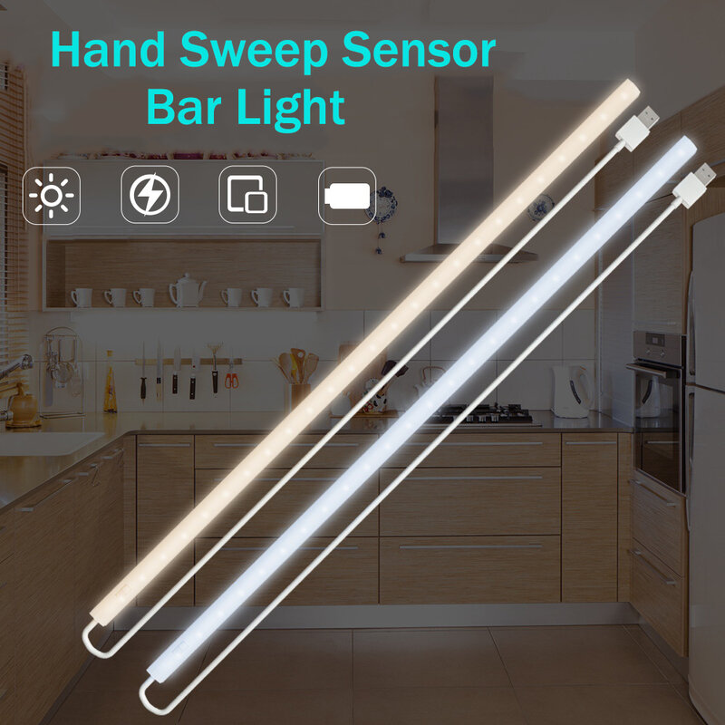 Usb alimentado diodo emissor de luz sob a luz do armário dc5v mão varredura sensor led barra luz lâmpada de parede armário inteligente armário cozinha noite lâmpada