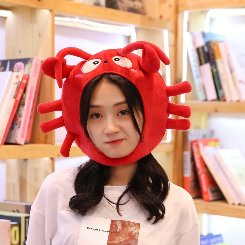 Nouveaux chapeaux de homard de dessin animé Ins, couvre-chef en peluche, doux pour la peau et confortable, accessoires de Selfie pour filles