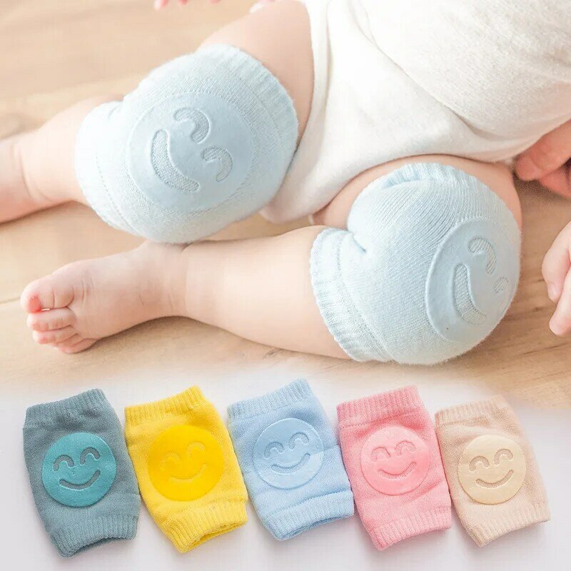 Novo smiley almofadas de joelho das crianças antiderrapante bebê rastejando joelheiras meninos e meninas seguro joelheiras mães não tem que se preocupar