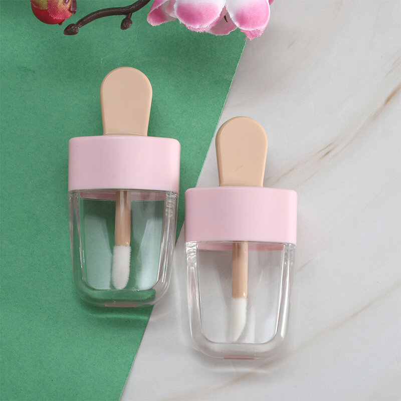 Botellas de brillo de labios de 8ml, tubo vacío de esmalte de labios de helado rosa, Material de embalaje de maquillaje, 10 Uds.