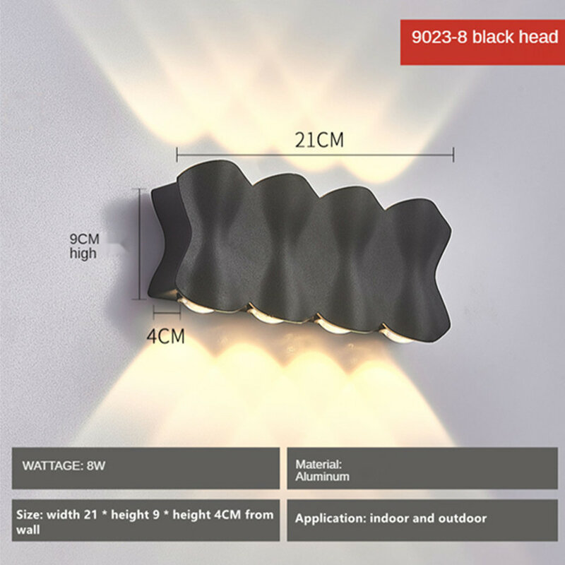 VnnZzo-Lámpara LED de pared impermeable para exteriores, candelabro nórdico moderno para interiores, porche/jardín/dormitorio, 4/6/8W 85-265V