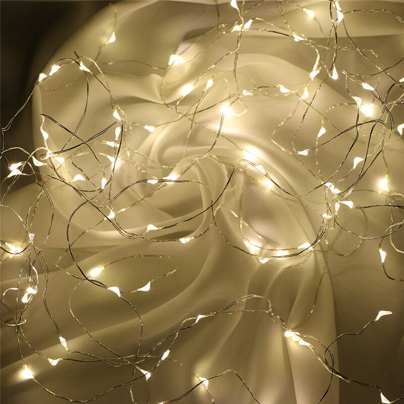 Lumières dégradées décoratives à piles AA, fil de cuivre LED argenté, guirxiété lumineuse, 621 m, 10m, 2m, 20 m, 3m, 30 m, 5m, 50 m, 10m, 100LED