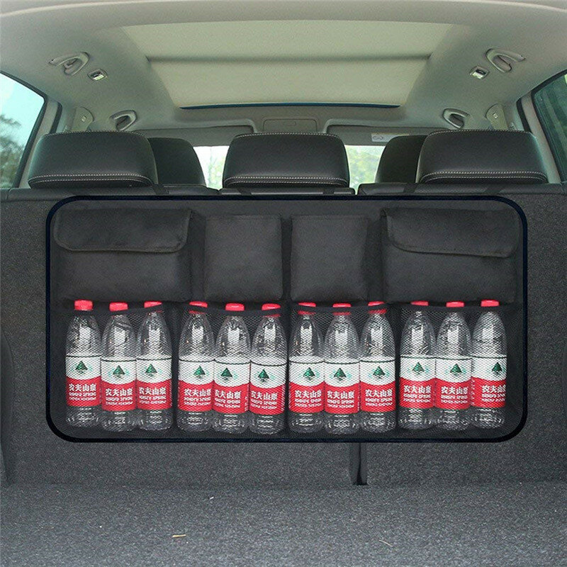 Universal organizador de maletero de coche Multi bolsillo asiento colgando bolsa con red de almacenaje guardar orden automóvil accesorios de viaje