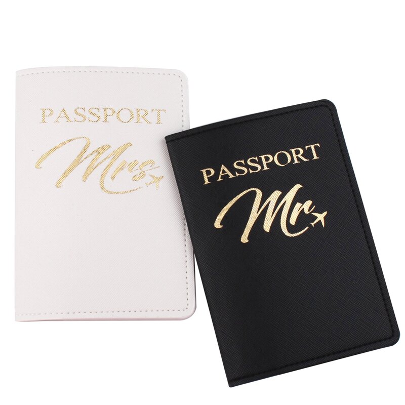 Zoukane MR MRS krzyż wzór okładka na paszport bagaż Tag para ślub okładka na paszport Case zestaw list uchwyt podróżny CH27LT46