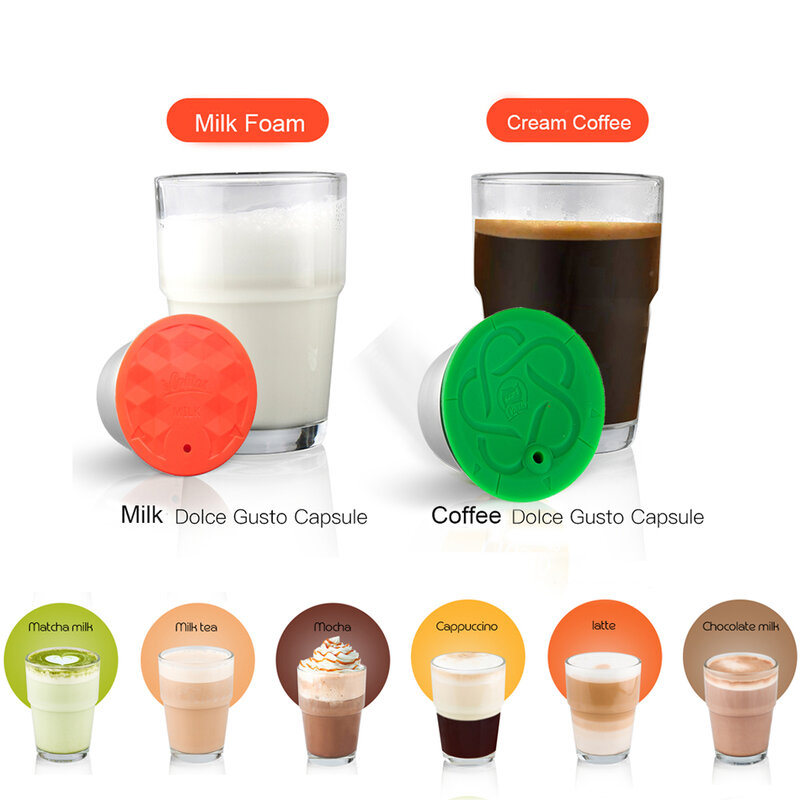 ICafilas-돌체 구스토 커피 캡슐 실리콘 커버, 스테인레스 스틸 리필 가능, 돌체 커피 머신 커피 스푼