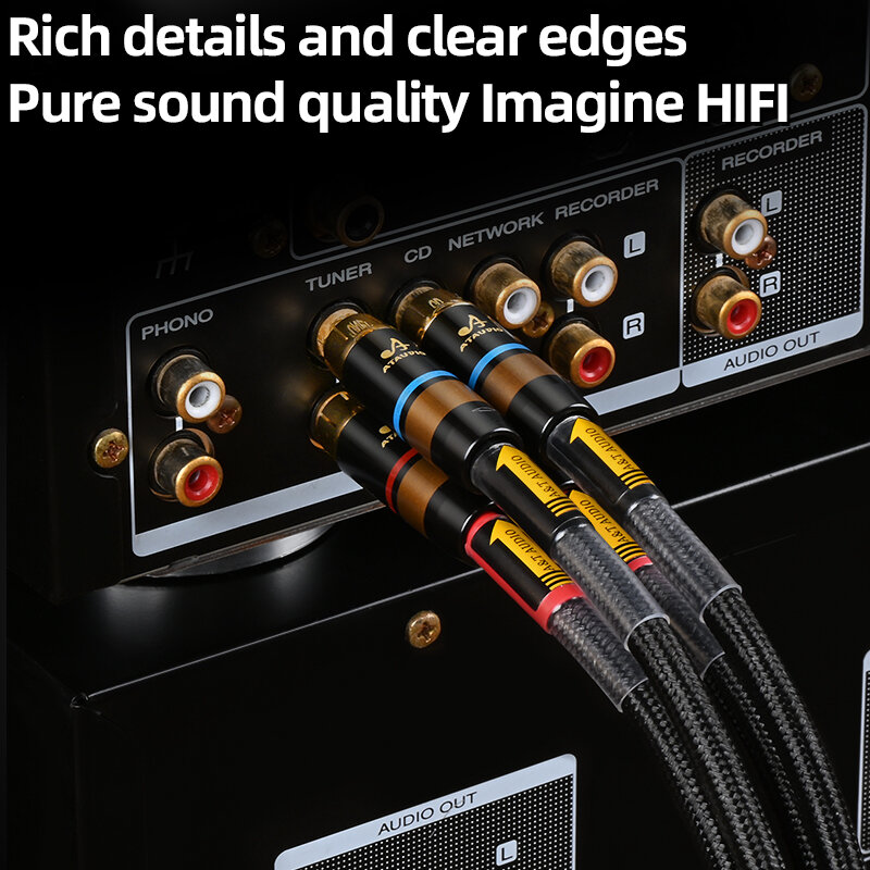 Un par de cables RCA de alta fidelidad, núcleo principal de alta fidelidad con blindaje independiente, cable de audio rca a rca, cable de audio 6N OFC