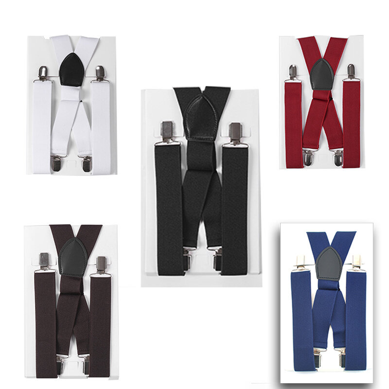 Suspensórios de camisa masculina, alças de suspensório para calças de casamento ajustável com elástico galo 35mm de largura branco e preto