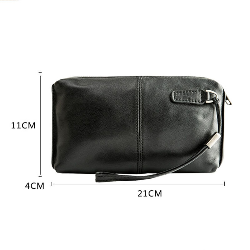 AETOO Leather handbag men's soft leather retro casual long wallet men's first layer leather zipper wallet phone bag female vinta