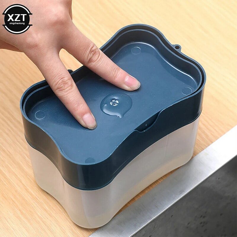 2 in 1 Scrubbing Liquid Detergent Dispenser Press-Type Liquid Soap Box Pump Organizer Kitchen Tool Bathroom Supplies New Hot