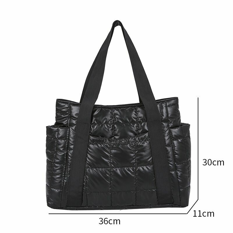 Vento Marea Space Padded Women Shoulder Bags For Winter 2021 Large Capacity Black Handbags Designer Nylon Cotton Warm Tote Solid