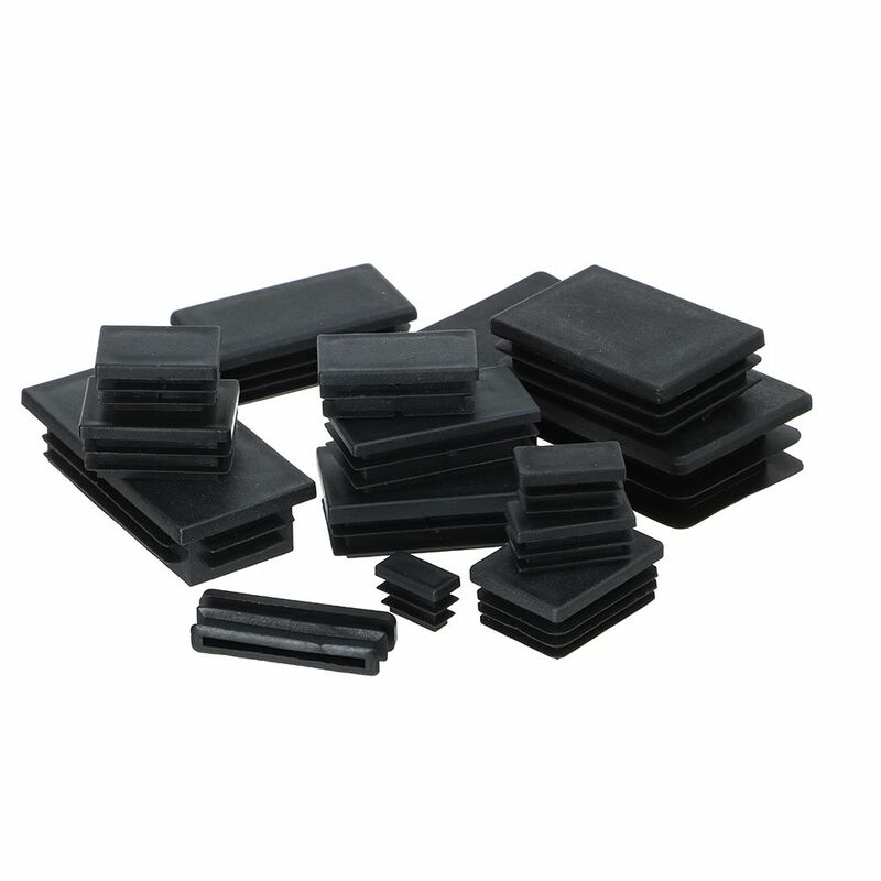 10 buah plastik persegi hitam tutup ujung tabung tabung sisipan steker Bung 10x20 ~ 500x100mm bingkai tempat tidur furnitur ruang tamu
