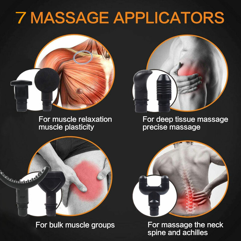 7หัว LCD Touch 30ความเร็วสูงความถี่นวดปืนกล้ามเนื้อ Relax Body Relaxation Electric Massager Therapy
