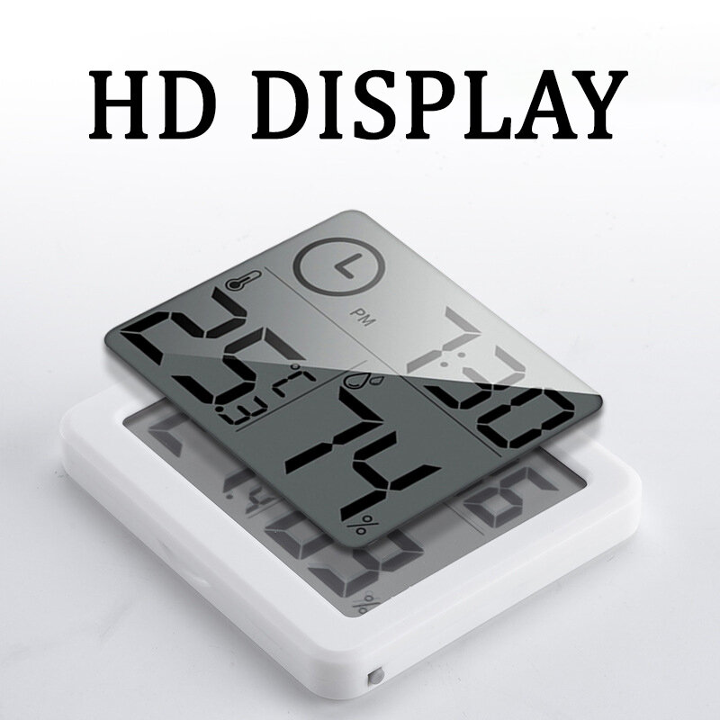 Reloj de temperatura y humedad Digital termómetro electrónico grande LCD, medidor de hidrómetro con higrómetro de pie, medidor de humedad Digital