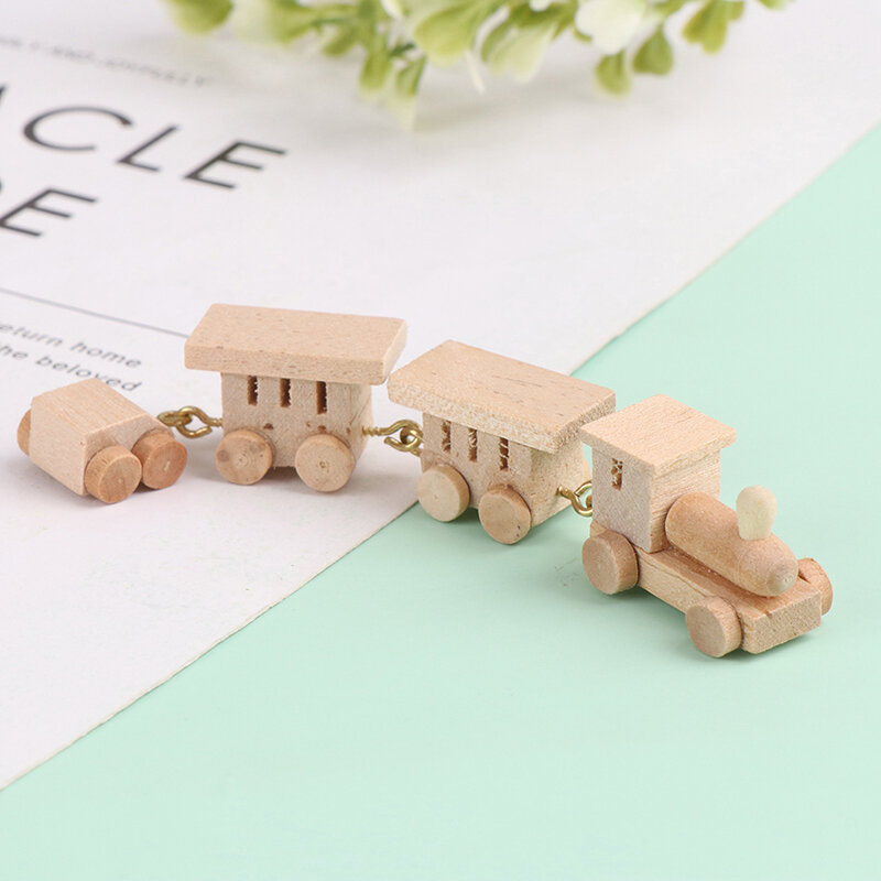 1Pc Mini Holz Zug Simulation Modell Spielzeug 1/12 Puppenhaus Miniatur Zubehör Für Puppe Haus Dekoration Pädagogisches Spielzeug