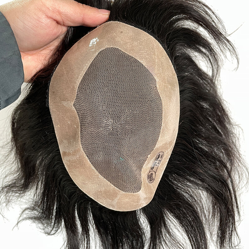 Peruca indiana de cabelo humano real para homens, toupee durável, cabelo natural, base mono, macio, 100% desprocessado, unidade do sistema de substituição