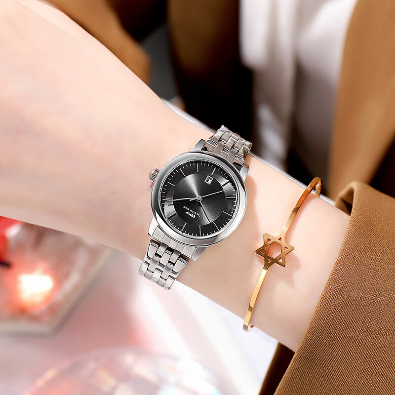 Relógios de ouro rosa para senhoras, Vestido de luxo feminino, Pulseira elegante