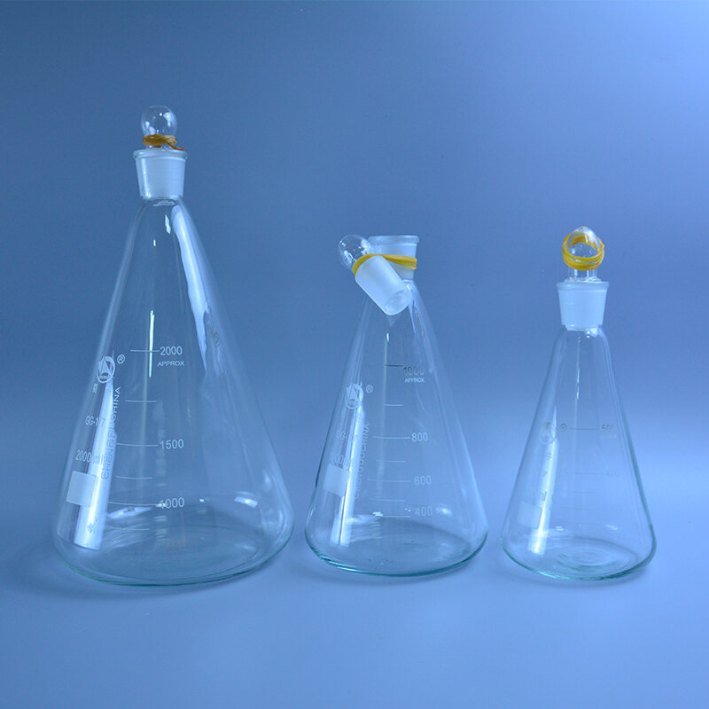 50-2000ml flask frasco cónico de lask com tampa lass lass glass rlenmeyer glass vidro lask para frasco de triângulo de laboratório oro oro 3.3 vidro