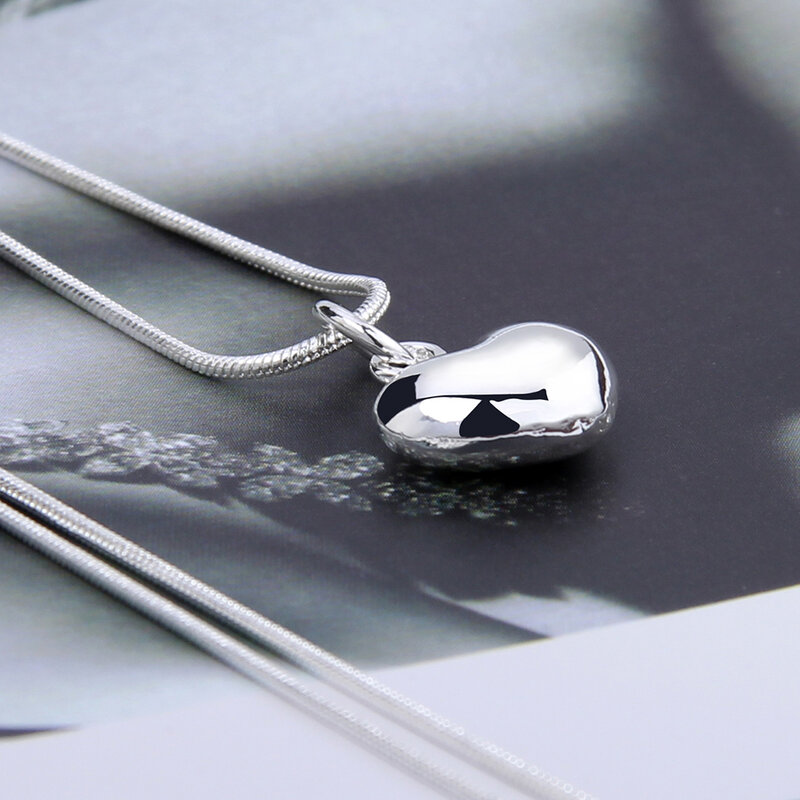 DOTEFFIL 925 Sterling Silver Solid Small Heart collana con ciondolo 16-30 pollici Snake Chain per le donne gioielli di moda con ciondoli da sposa