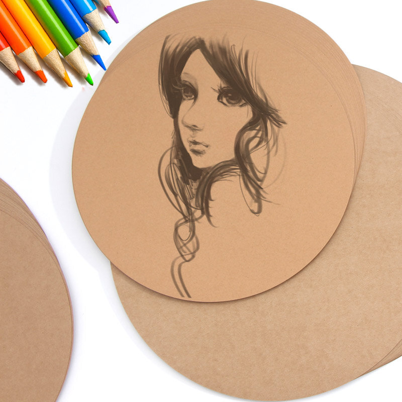 Carton pour peinture au plomb coloré, 200/250 g/m², papier Kraft rond créatif pour dessin artistique à la main