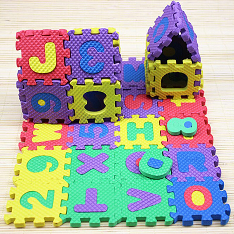 ABC 플래시 카드 아기 어린이 번호 알파벳 퍼즐 거품 매트, 교육 장난감 선물 전체 팩 거품 매트 장난감, 36 개