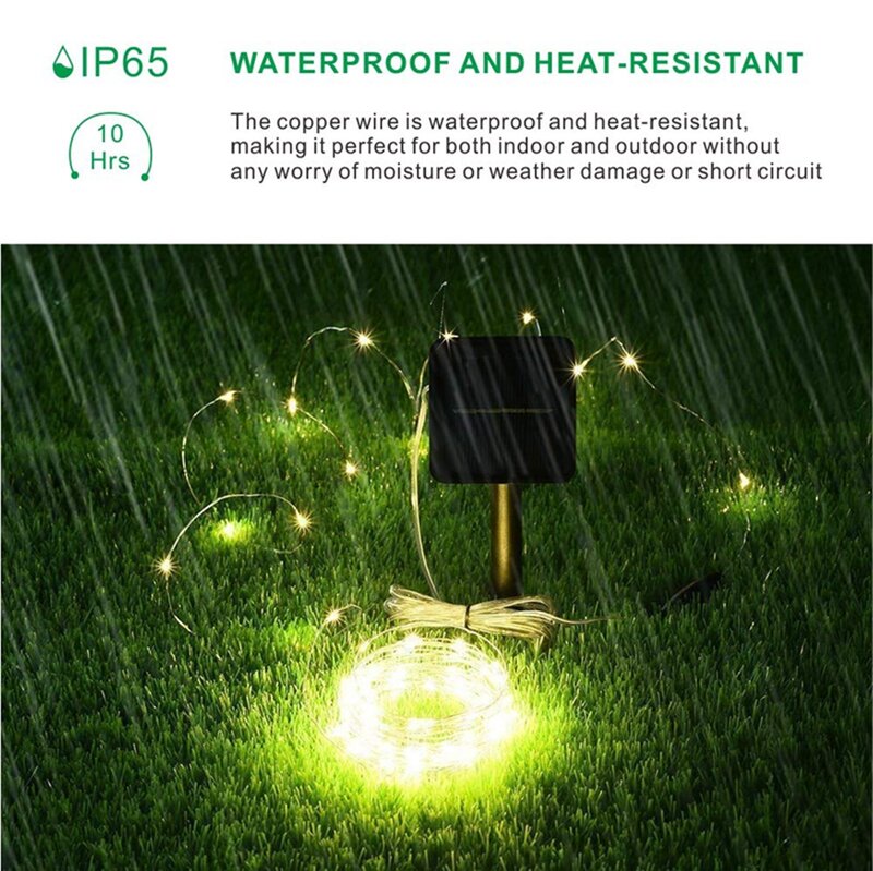 2 pçs led solar string luzes de fadas 10m 100led led à prova dwaterproof água ao ar livre guirlanda lâmpada de energia solar natal para a decoração do jardim