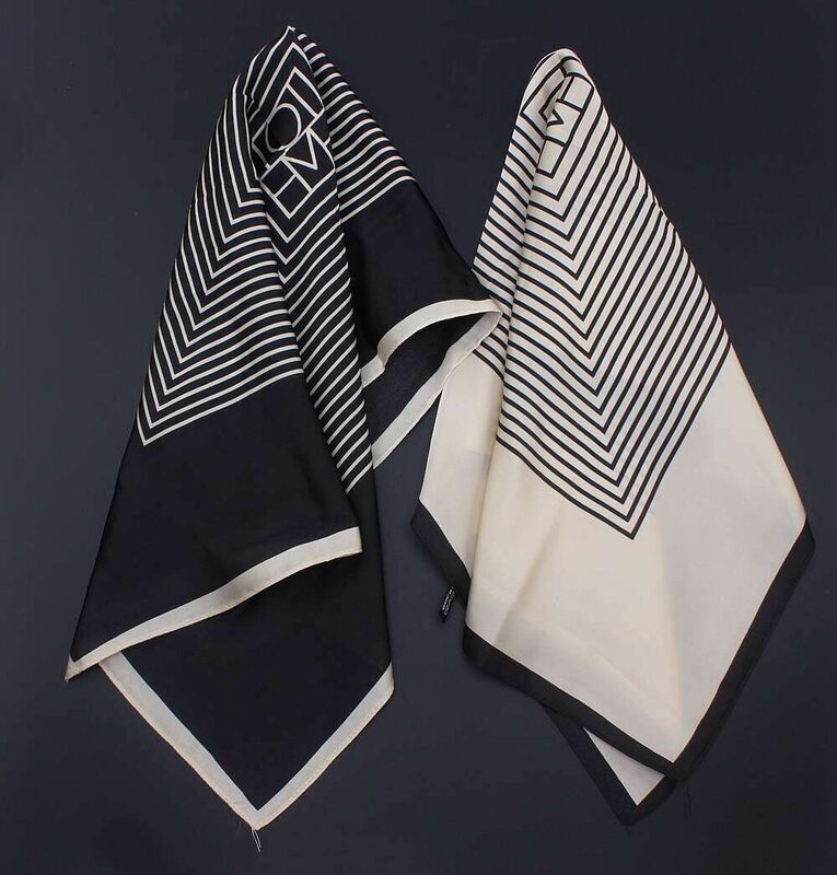 Женский однотонный платок в полоску, брендовый шелковый шарф, квадратные шарфы 55 х55 см, повязка на голову, шейный платок, профессиональный шейный платок