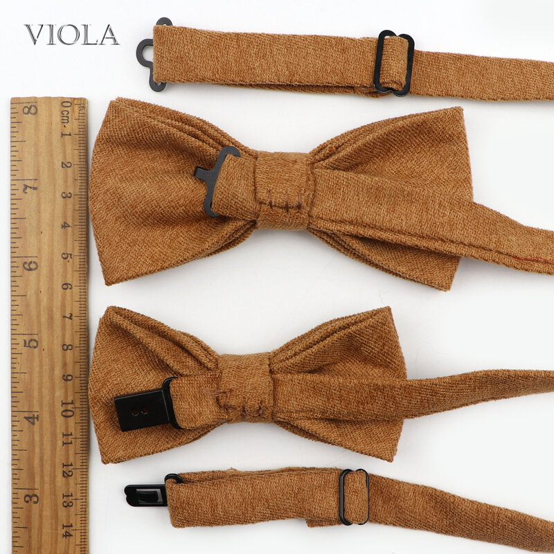Khaki Maple Solid 2.5cm pończoch 7cm bawełna sztruks krawat Hankie Bow zestawy mężczyźni dzieci Cravat Brace elastyczne paski akcesorium ślubne