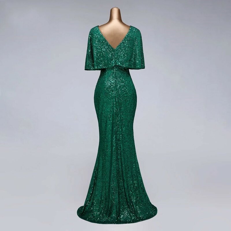 Сексуальное вечернее платье с блестками, платья с коротким рукавом, зеленое платье, вечерние платья для женщин, вечернее платье, платья для выпускного вечера