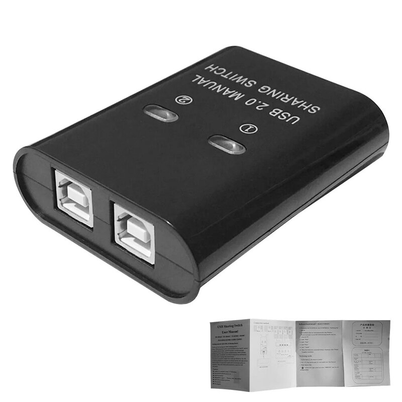 Dispositivo de compartilhamento de impressora usb 2 em 1 para fora dispositivo de compartilhamento de impressora 2-port manual kvm switching splitter hub conversor plug and play